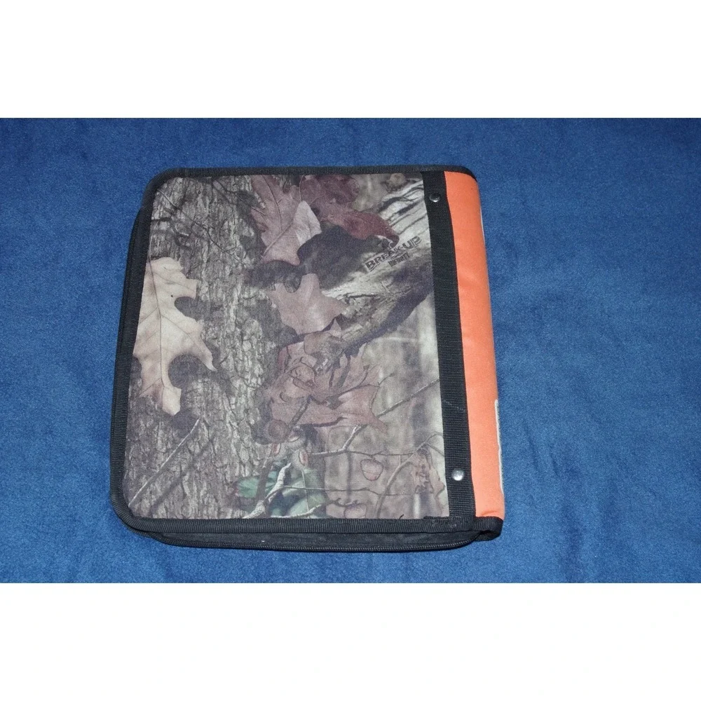 Mossy Oak Orange Camo Zipper Binder 3 Ring 1.5 Inch Trapper Keeper Headphone EUC